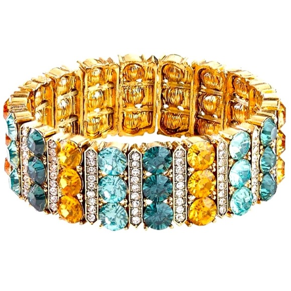 Park Lane Jewelry - Park Lane Sage Bracelet Antique Gold, Sea Foam & Forest Green, Topaz Crystals